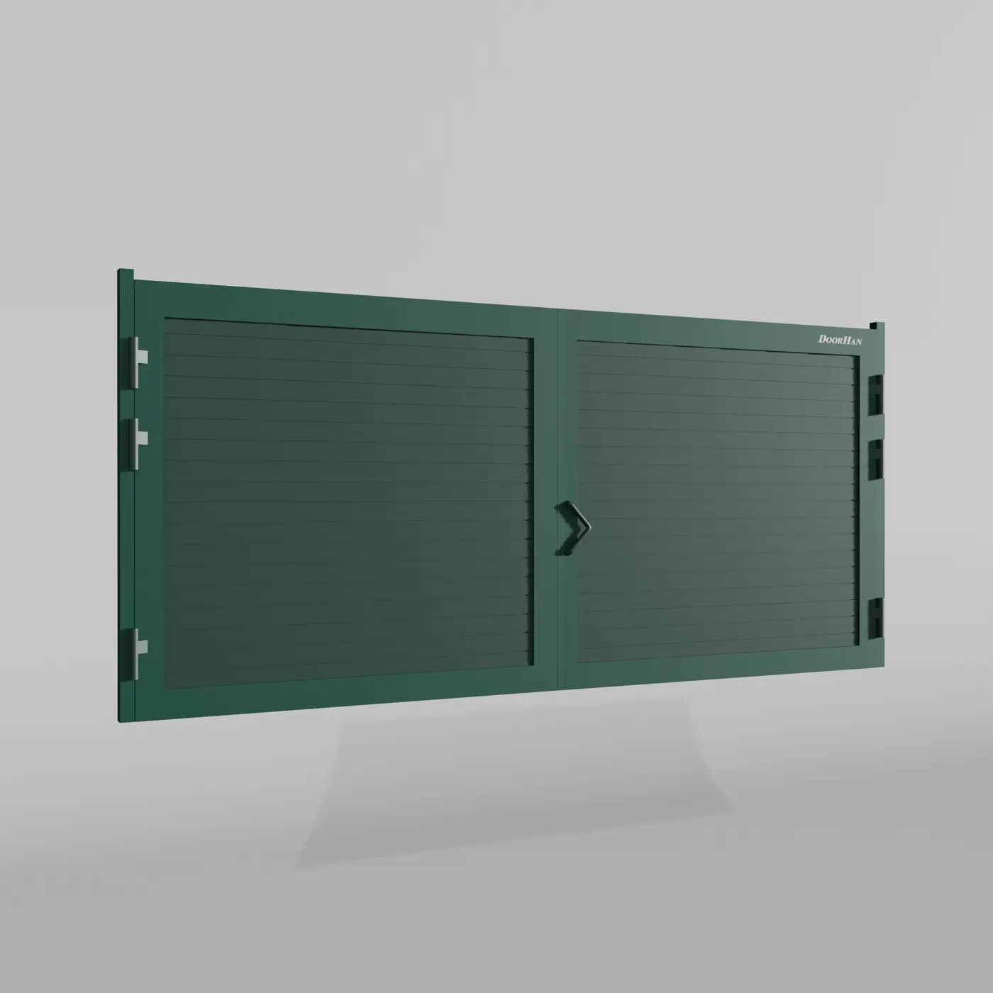 Распашные ворота DoorHan 3000х1800 цвета RAL 6005 (зелёный) с дизайном «доска» с автоматикой